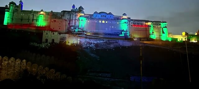 Amer Fort lit up during the evening sound and light show
