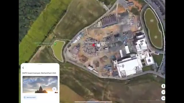 Satellite view of the BAPS Swaminarayan Akshardham USA complex site