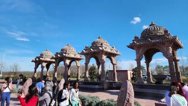 Stone chhatri pavilions on the grounds