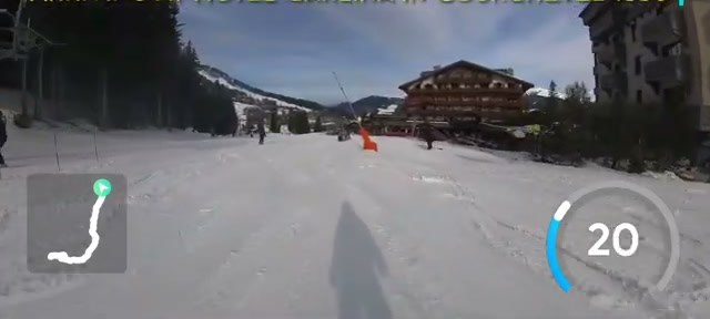 Arriving at the Hotel Carlina in Courchevel 1850, about 1805 m — the bottom of the run