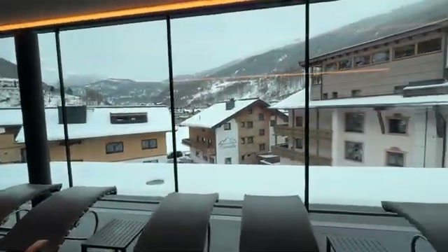 Spa relaxation area with mountain views