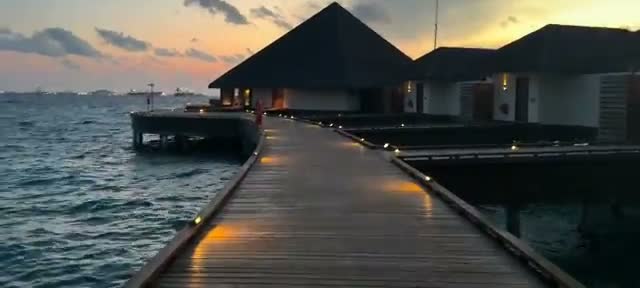 Sunset over the overwater jetty