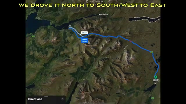 Route map of the Glencoe scenic drive, driven north to south