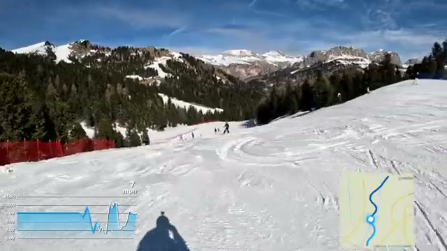 Forest edge, red safety netting, and open piste on the final cruise