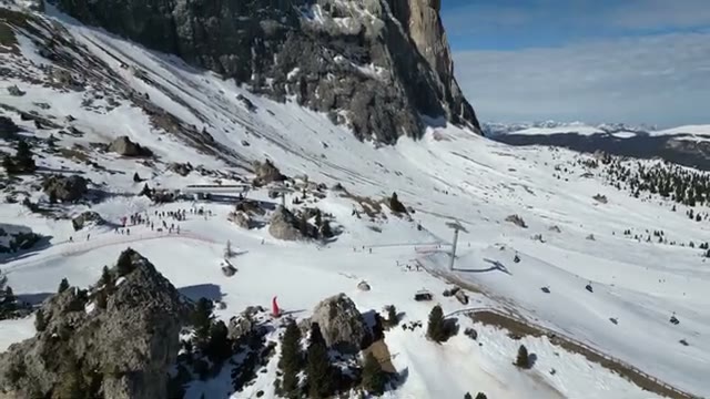 Looking down into the rocky bowl above the pistes