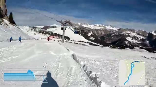 Pushing off onto the wide, groomed blue run