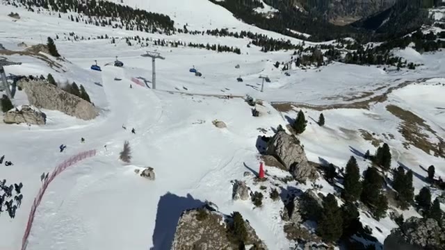 The Gran Paradiso ski area beneath Sassolungo, Val Gardena