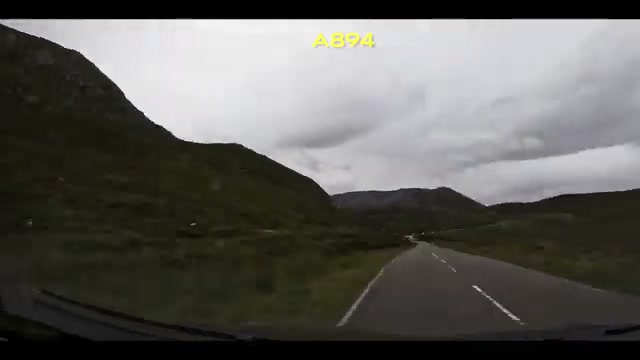 The A894 threading through a rugged mountain pass