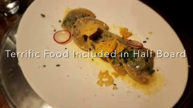 A plated dinner dish at the hotel