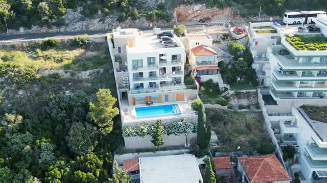 Aerial view of one of the hotel buildings