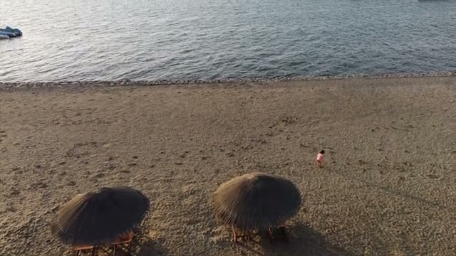 The hotel’s beach