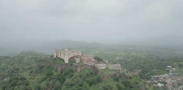 Aerial view of the Badal (Cloud) Palace at the top of the fort