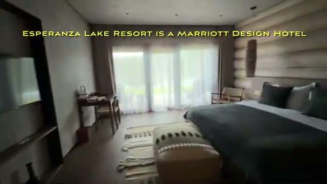 Aerial view of Esperanza Lake Resort on the lake