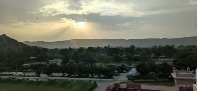 Sunset over the hills near Amer Fort