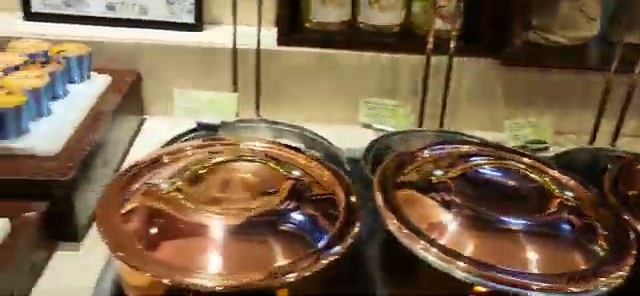 The fabulous breakfast spread with copper chafing dishes