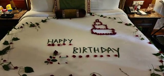 The “Happy Birthday” bed decoration for a special occasion