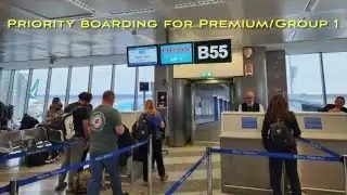 Priority boarding for Premium/Group 1 at gate B55