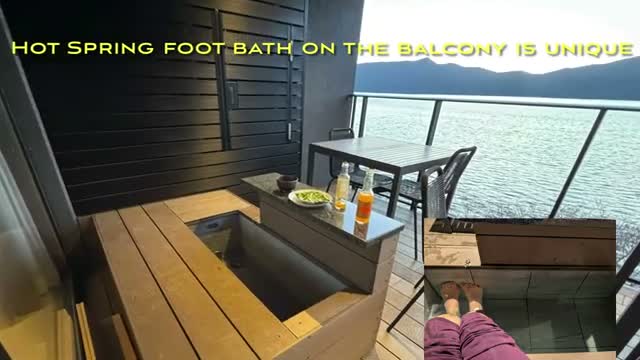 The hot-spring foot bath on the balcony — a unique touch