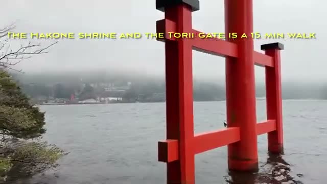 The Hakone Shrine torii gate in Lake Ashi — a 15-minute walk away