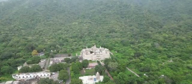 Aerial view of the white-marble temple complex