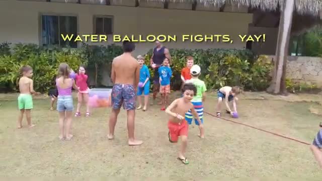 Water balloon fights on the lawn