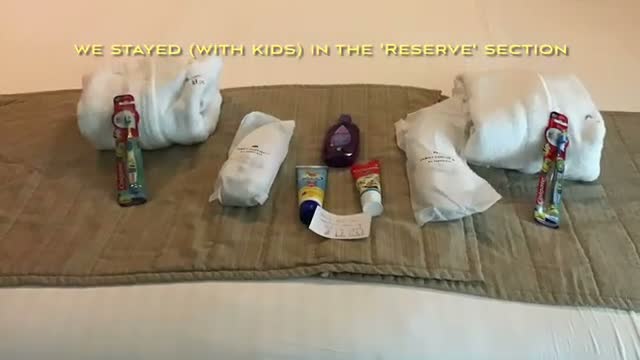 Kids’ toiletries laid out in the Reserve section room
