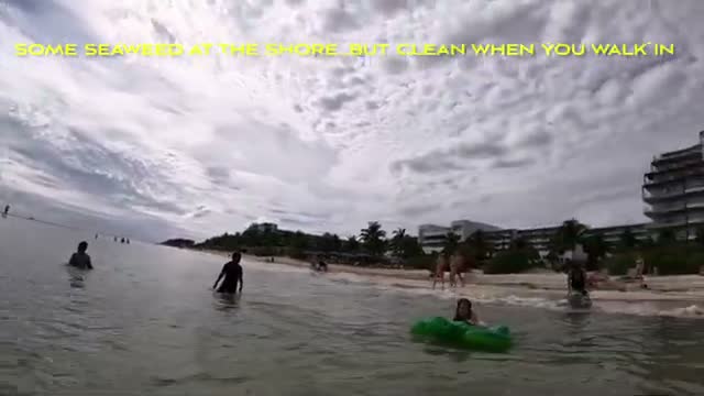 Murky water — calm, but not the clear turquoise of the Caribbean