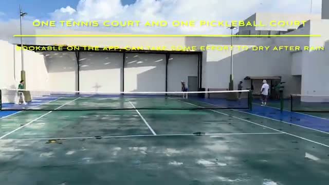 One tennis court and one pickleball court