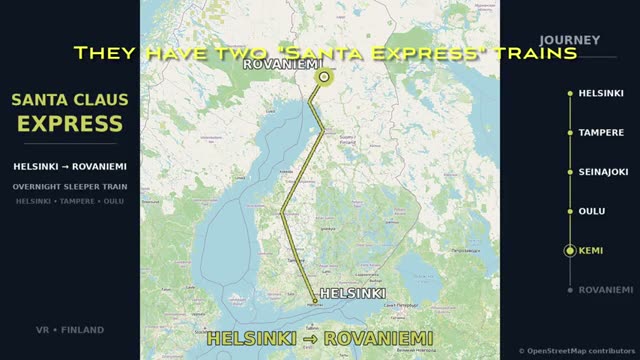 Route map: Helsinki to Rovaniemi