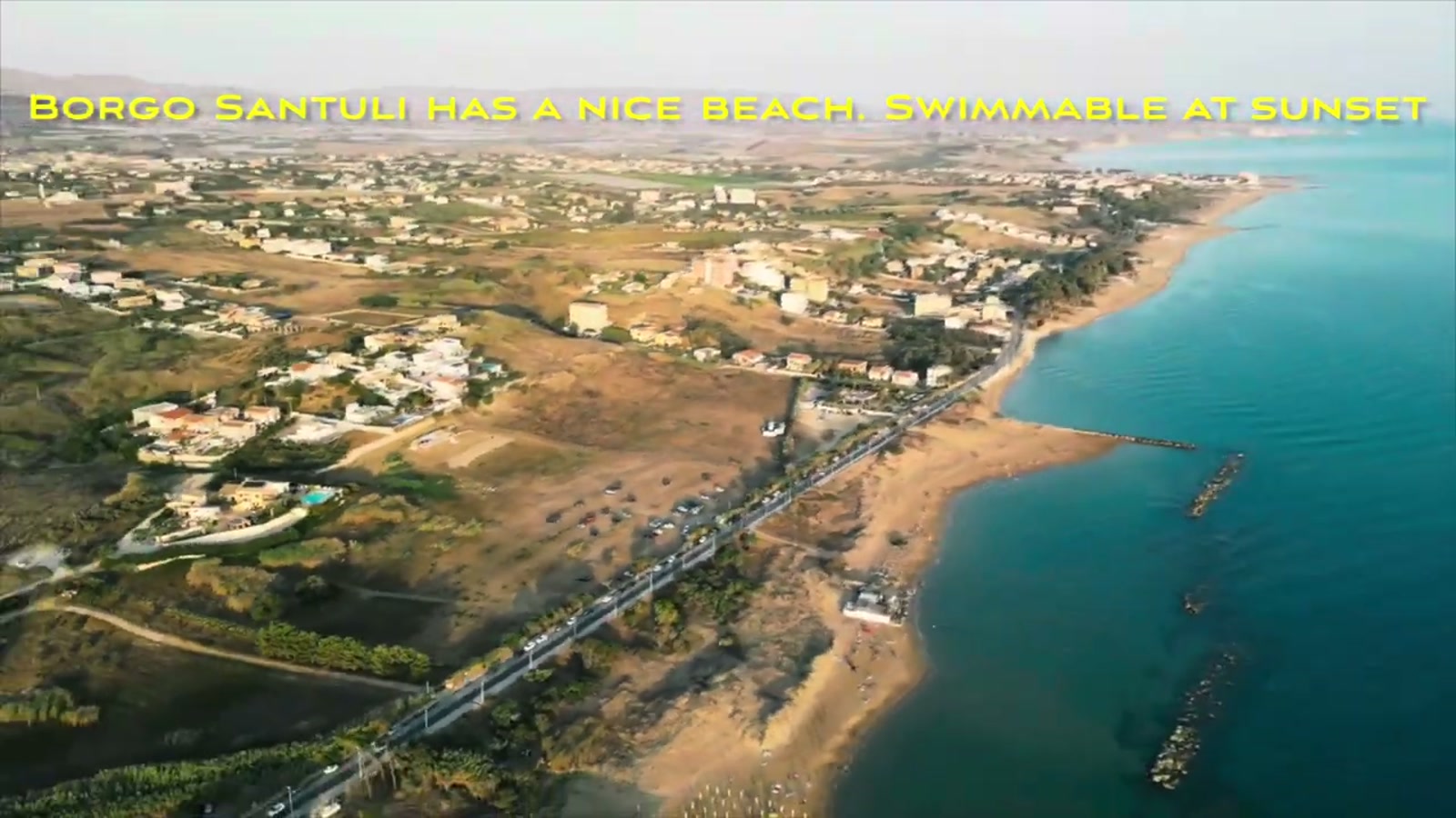 Aerial view of the coastline near Borgo Santuli beach