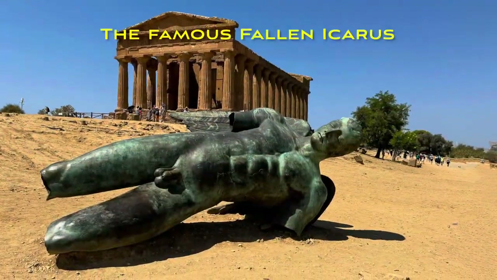 The fallen Icarus statue in front of the Temple of Concordia