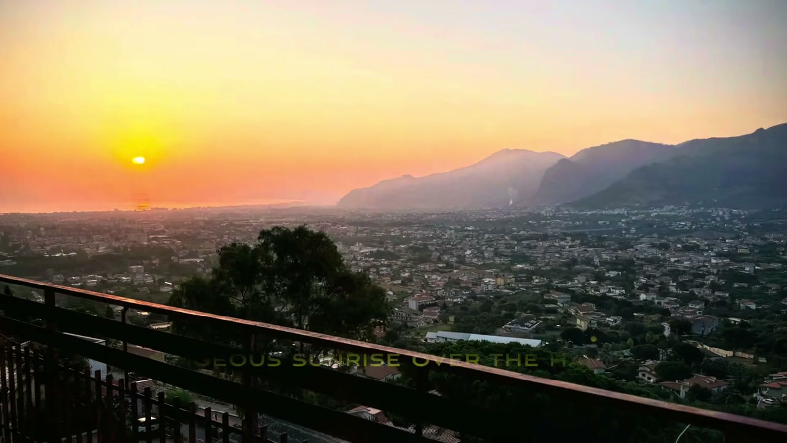 Sunrise over the Palermo harbour and surrounding hills