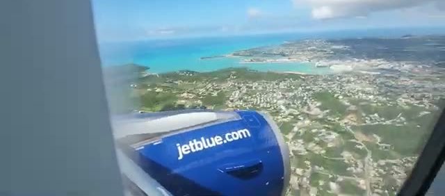 Antigua seen from the plane window on arrival