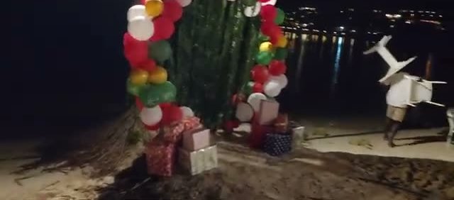 Dinner set up on the beach one night