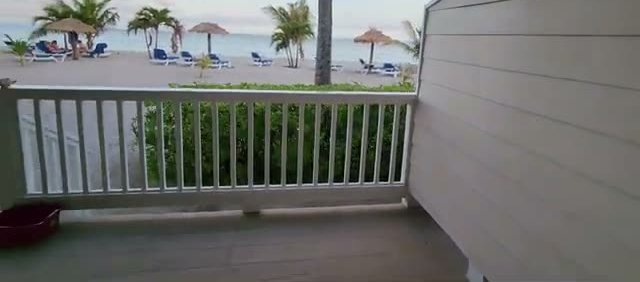 View of the beach from the room’s balcony