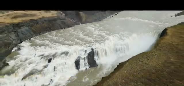 Gullfoss waterfall from the drone
