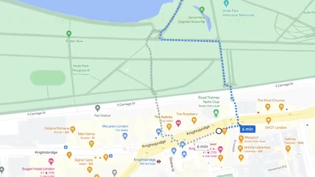 About a six-minute walk to Hyde Park
