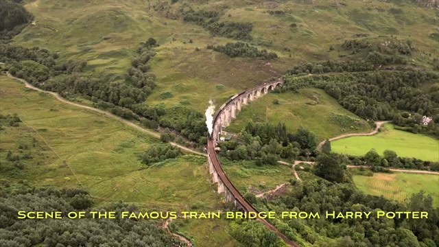 Steam rising above the viaduct as the Jacobite steam train crosses