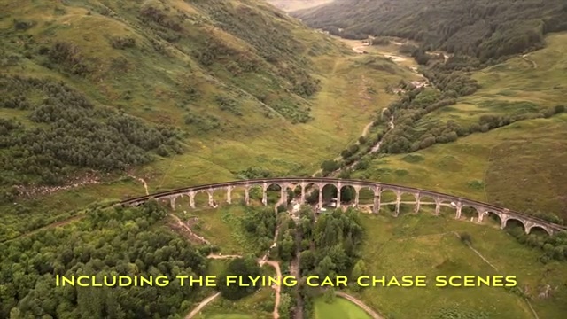 The valley around the viaduct, location of the flying car chase scenes