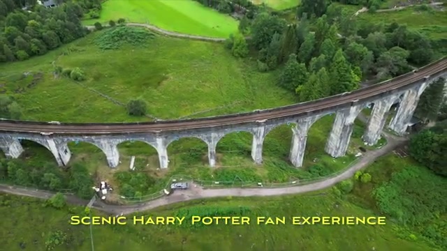 A closer aerial view of the viaduct’s stone arches